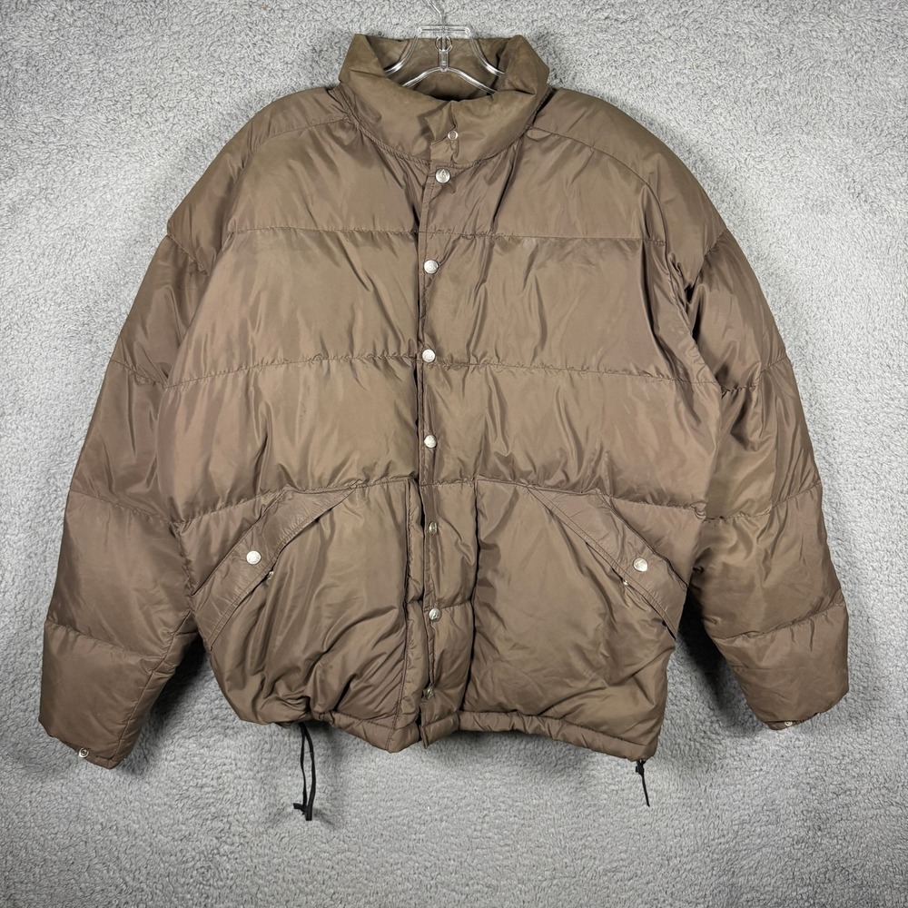 Vintage 70s 80s Gerry Down Puffer Jacket Mens Brown Made USA Quilted Winter Coat